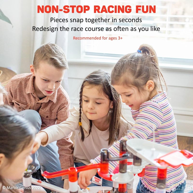 Marble Genius Marble Run Racing Set: 200-Piece Marble Run Racing Set Toys for Kids, Marbles Maze Tower Building Blocks, Marbles Race Track Rolling Game, Educational Learning STEM Toy Gift - Image 4